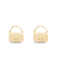 Coach Gold Signature Handbag Stud Earrings