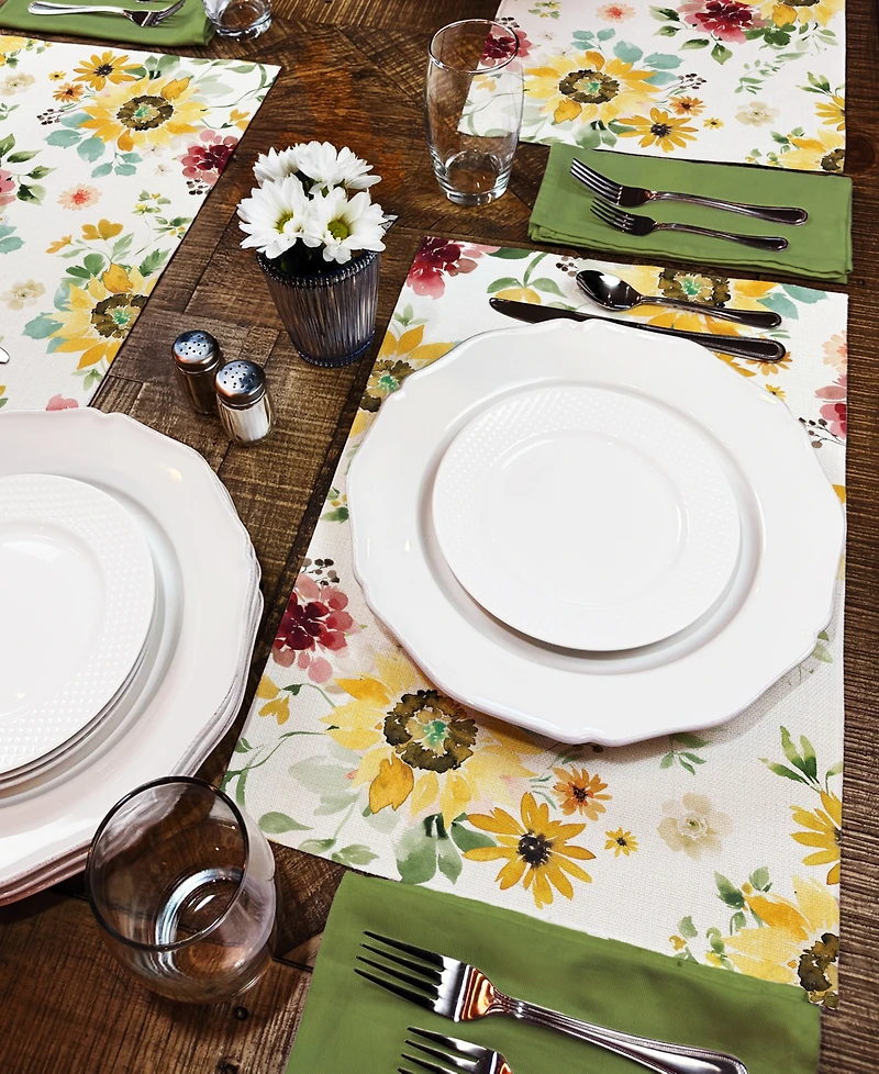 CounterArt Spring Sunflowers Premier Fabric Placemats, Set of 4