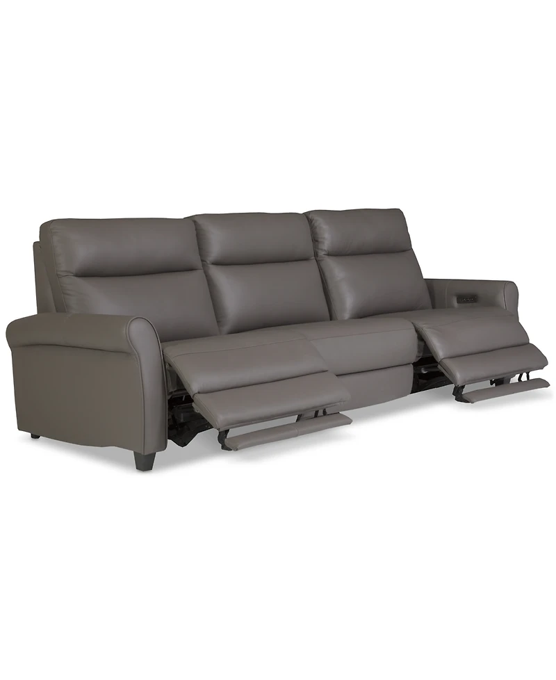 Thandler 3-Pc. Leather Sofa with 3 Power Recliners, Exclusively at Macy's