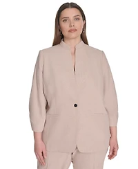 Calvin Klein Plus Novelty 3/4-Sleeve One-Button Jacket
