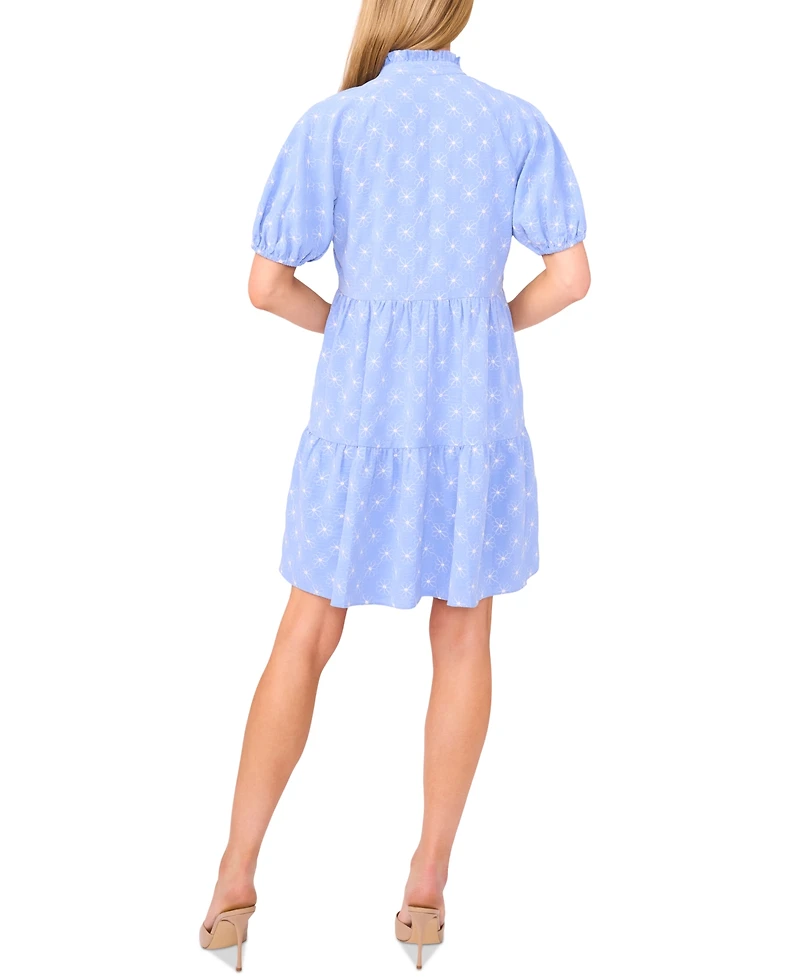 CeCe Women's Printed Puff-Sleeve Baby Doll Dress