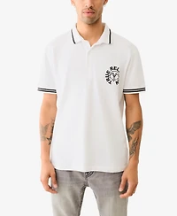 True Religion Men's Short Sleeve Buddha Face Polo Shirt
