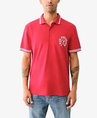True Religion Men's Short Sleeve Buddha Face Polo Shirt