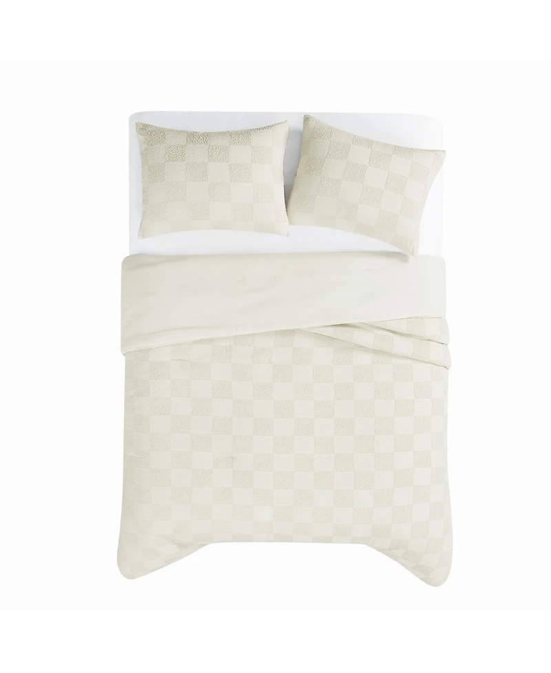 Truly Soft Textured Checkered 3-Pc. Duvet Cover Set, Full/Queen