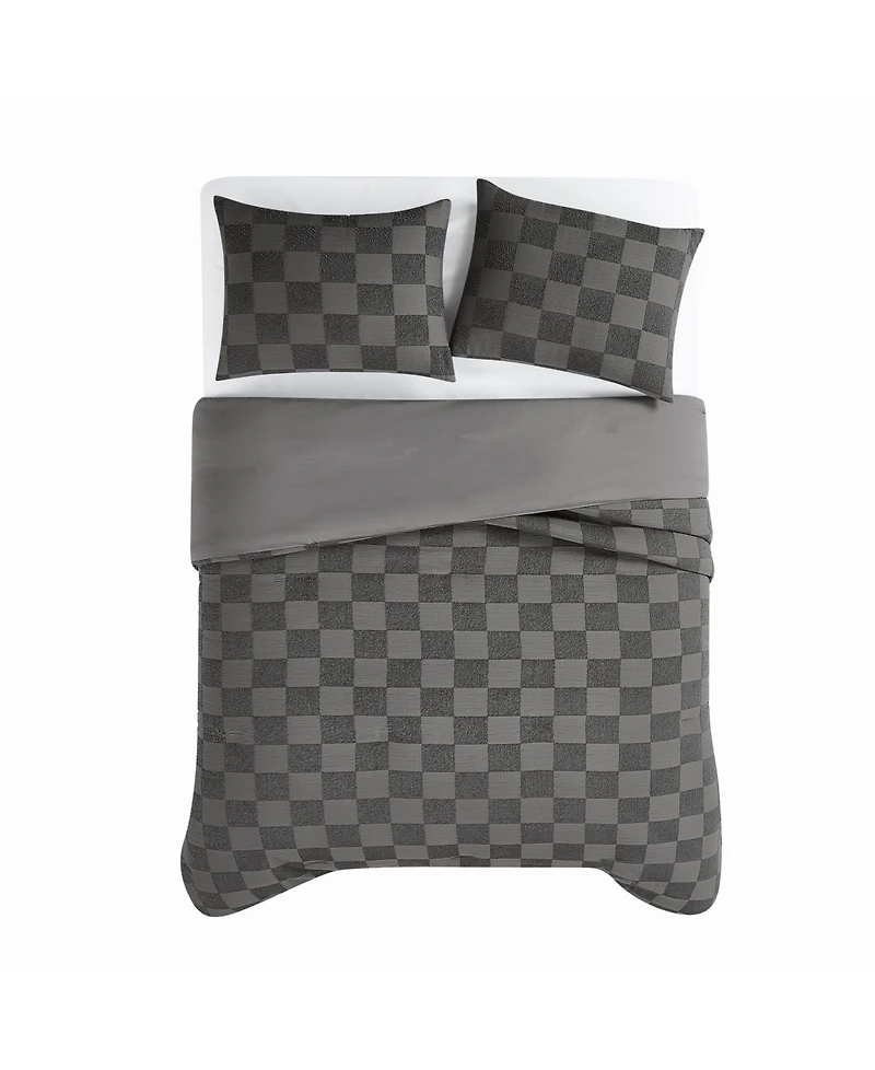 Truly Soft Textured Checkered 3-Pc. Duvet Cover Set, Full/Queen