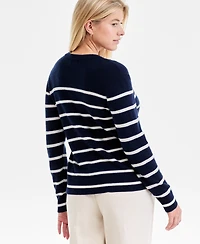 Charter Club Women's 100% Cashmere Striped V-Neck Cardigan, Macy's Exclusive