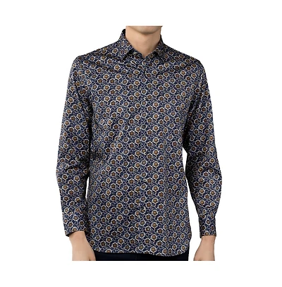 Luchiano Visconti Men's Navy Multicolor Floral shirt