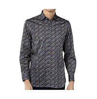 Luchiano Visconti Men's Navy Multicolor Floral shirt