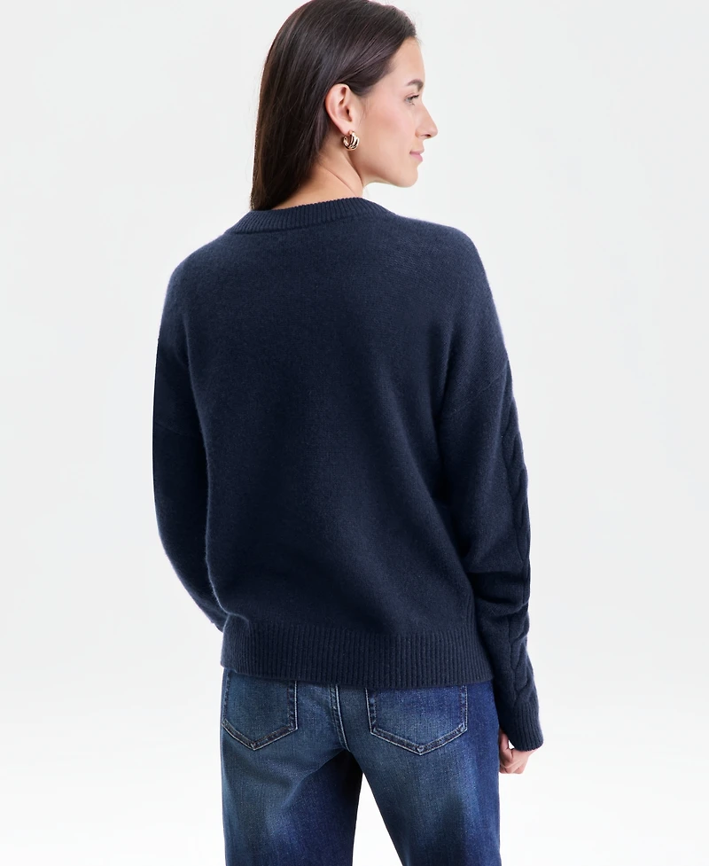 Charter Club Women's 100% Cashmere Placed Cable-Knit V-Neck Sweater, Macy's Exclusive
