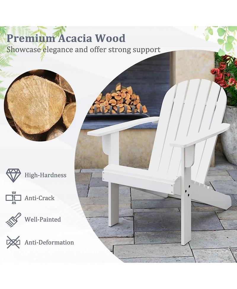 Acacia Wood Lounge Patio Adirondack Chair with Inclined Seat