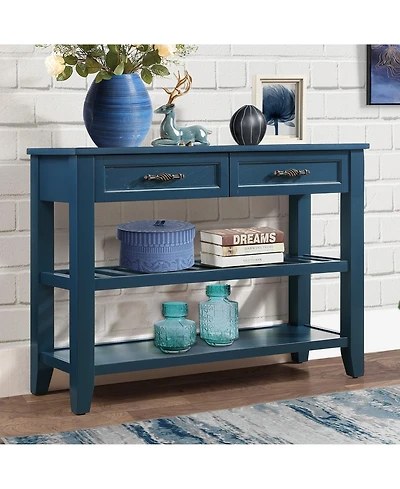 Streamdale Mid-Century Navy Blue Console Sofa Table