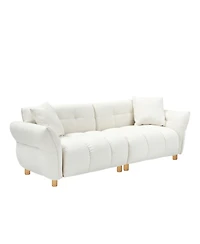 93.70 inches long, Teddy Sofa Fabric, with two matching pillows and three spacious and comfortable seats, for Apartment Office Living Room - Beige