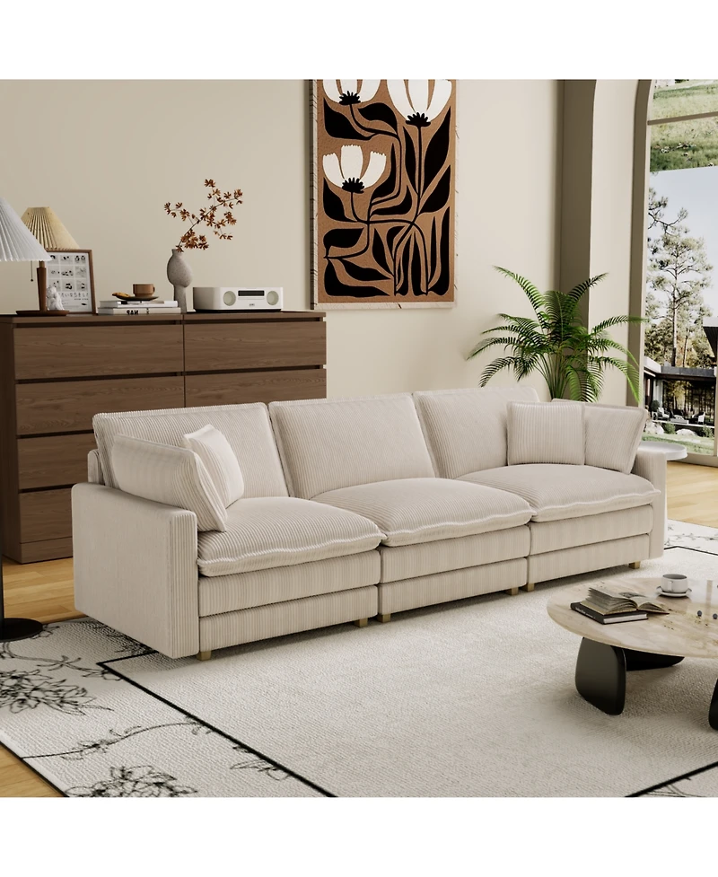 Streamdale Beige Modular Sectional Sofa with Pillows for Living Room and Bedroom