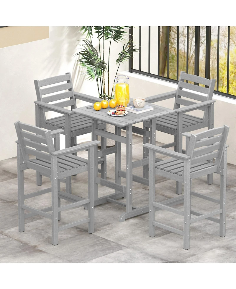 Patio Hdpe Adirondack Bar Chairs Set of 2 with Wide Armrests
