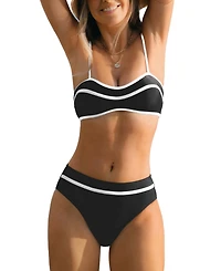 Cupshe Women's Sweetheart Neck Color Block Bikini Sets
