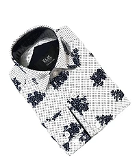 Elie Balleh Little Boys White Floral Print Button-Down Slim Fit Shirt