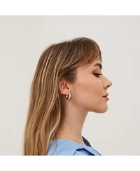 Spero London Baguette Cubic Zirconia Sterling Silver Pave Hoop Earrings