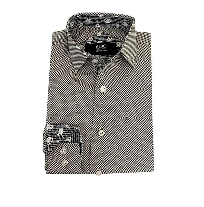 Elie Balleh Little Boys Black Micro Houndstooth Slim Fit Shirt for