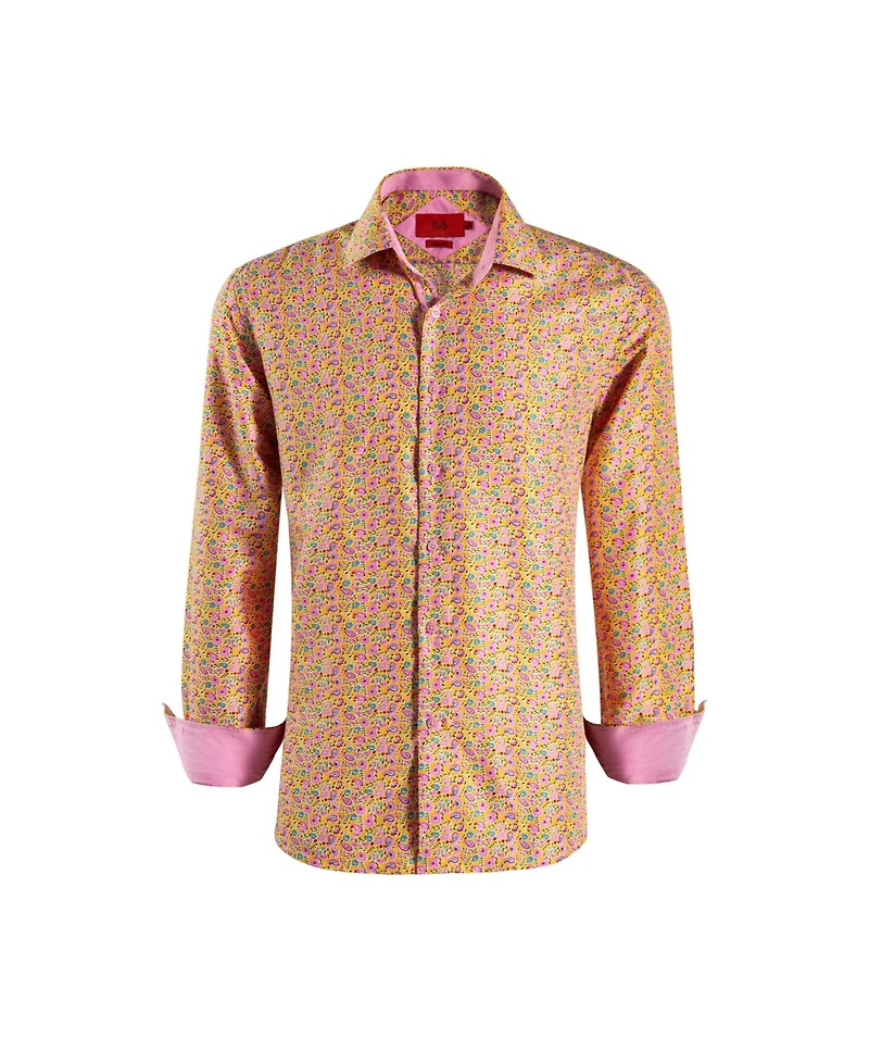Elie Balleh Big Boys Yellow Slim Fit Paisley Print Shirt
