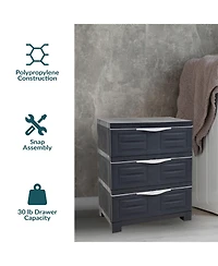 Heavy-Duty Plastic 3-Drawer Storage Cabinet Organizer - 29.5"