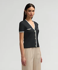 Nvlt Women's Short Sleeve Cardigan Sweater