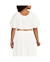Lands' End Plus Cotton Gauze Dolman Sleeve Crop Cover Up Top