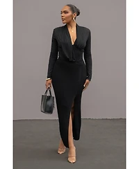 Jluxlabel Women's Hamptons Ribbed Slit Skirt