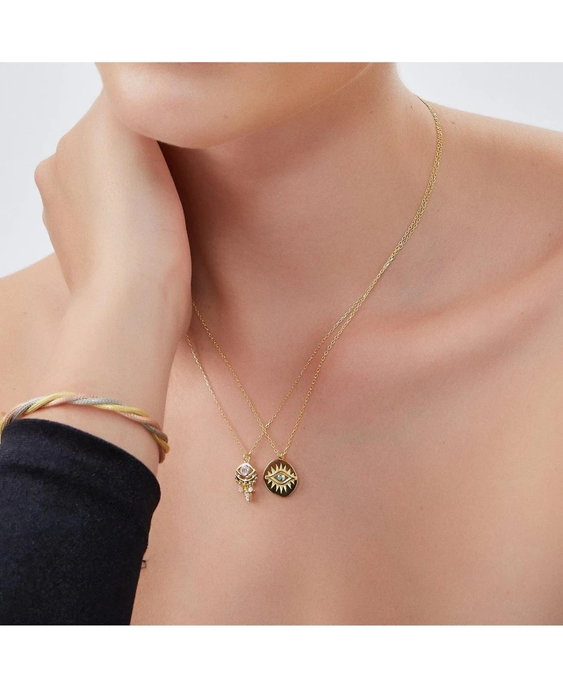 Spero London Eye Coin Sterling Silver Evil Necklace