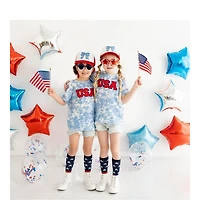 Sweet Wink Toddler Girls Usa Patch Short Sleeve T-Shirt