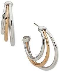 Anne Klein Two-Tone Medium Triple-Row Hoop Earrings, 1.29"