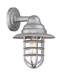 John Timberland Marlowe 13 1/4" High Farmhouse Rustic Hooded Cage Outdoor Wall Light Fixture Mount Porch House Set of 2 Galvanized