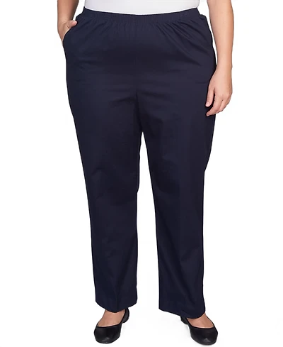 Alfred Dunner Plus Size Mid-Rise Straight Leg Short Length Casual Pants