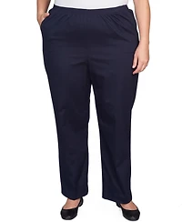 Alfred Dunner Plus Size Mid-Rise Straight Leg Short Length Casual Pants