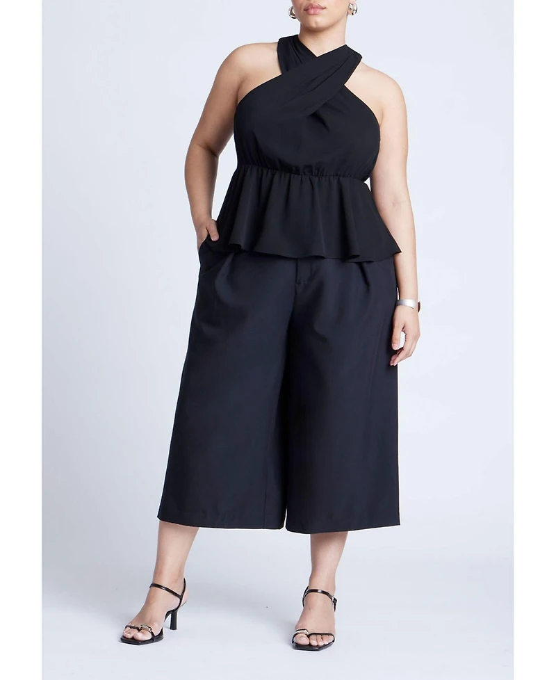 Eloquii Women's Halter Top With Peplum