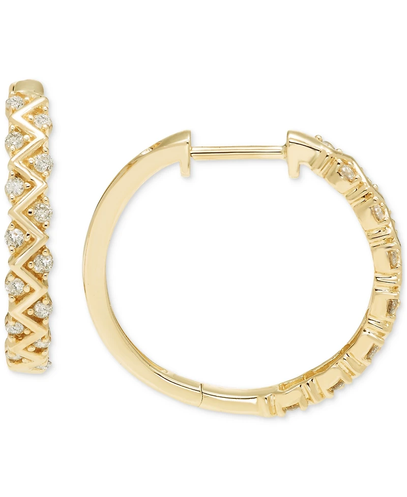 Diamond Hoop Earrings (1/4 ct. t.w.) in 10k Yellow Gold