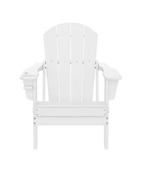 Outdoor Patio Hdpe Resin Folding Adirondack Chairs With Cup Holder and Phone (Set of Two)