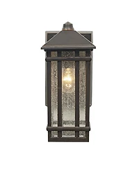 Kathy Ireland Sierra Craftsman Mission Outdoor Wall Light Fixtures Set of 2 Rubbed Bronze 10 1/2" Seedy Glass Panels for Post Exterior Light Barn