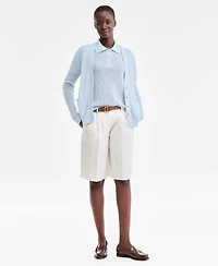 Charter Club Women's 100% Cashmere Short-Sleeve Pointelle Polo Sweater, Macy's Exclusive