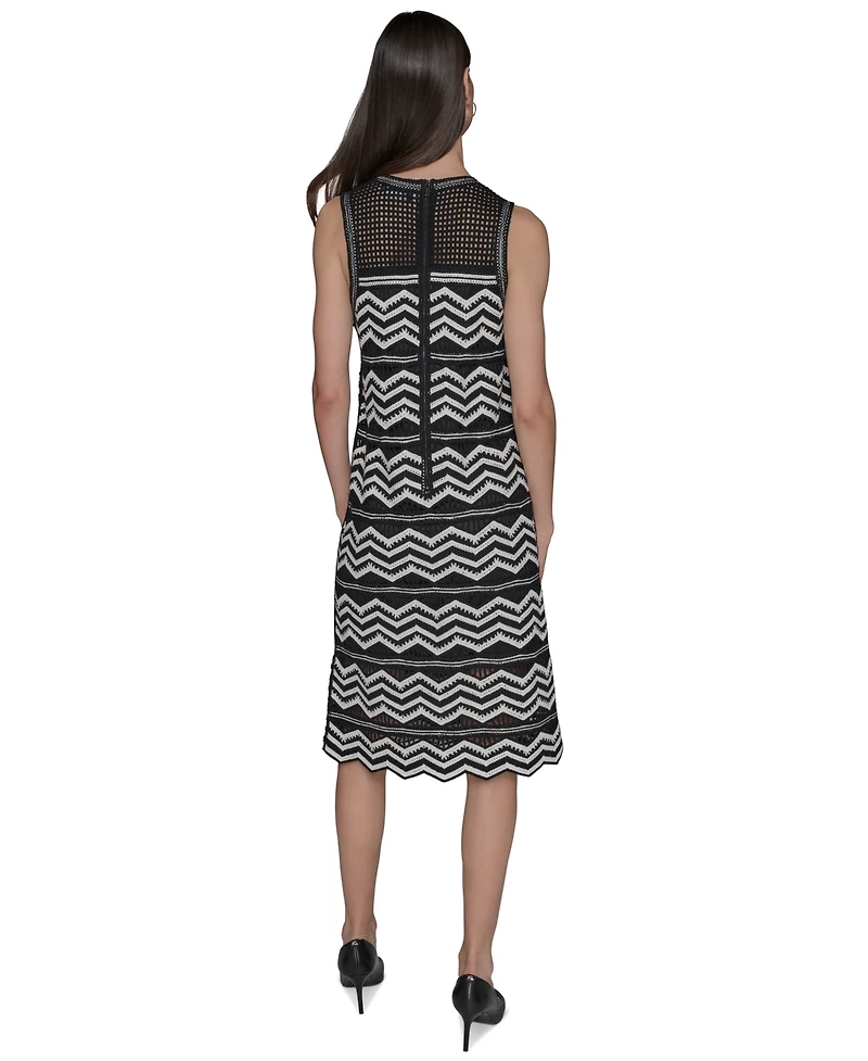 Karl Lagerfeld Paris Women's Sleeveless Chevron Knit Dress