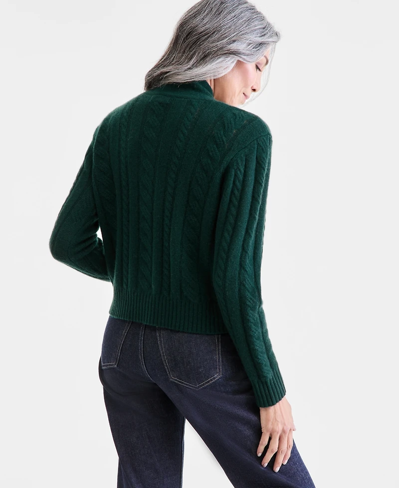 Charter Club Women's 100% Cashmere Cable-Knit Cropped Cardigan Sweater, Macy's Exclusive