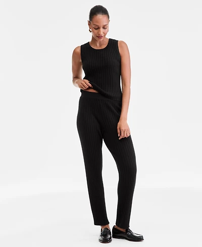 Charter Club Women's 100% Cashmere Ribbed Pull-On Pants, Macy's Exclusive