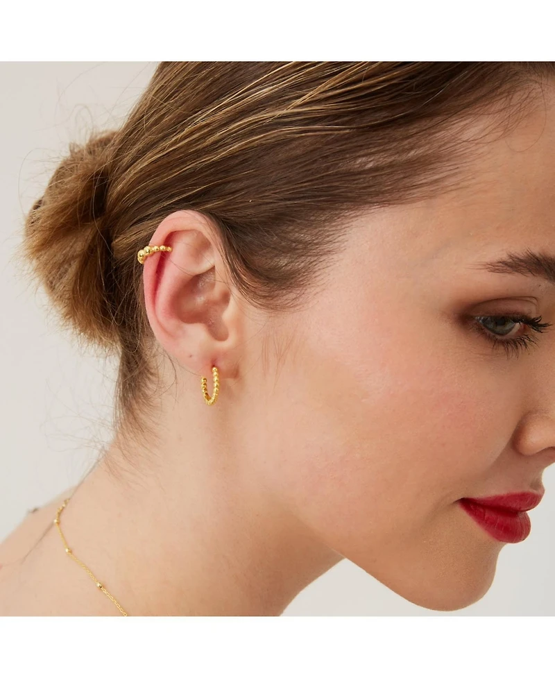 Spero London Bead Hoop Sterling Silver Earring
