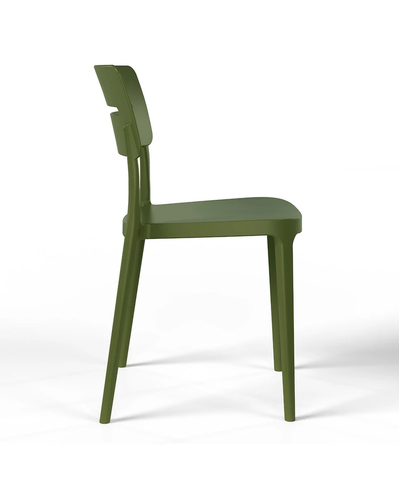 3-Piece Outdoor Round Metal Patio Dining Table Set With Stackable Chairs