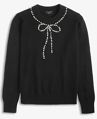 Charter Club Women's 100% Cashmere Embellished Bow Sweater, Macy's Exclusive
