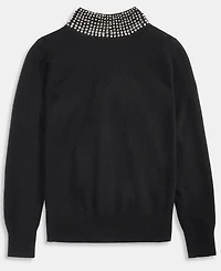 Charter Club Women's 100% Cashmere Rhinestone Mock Neck Sweater, Macy's Exclusive