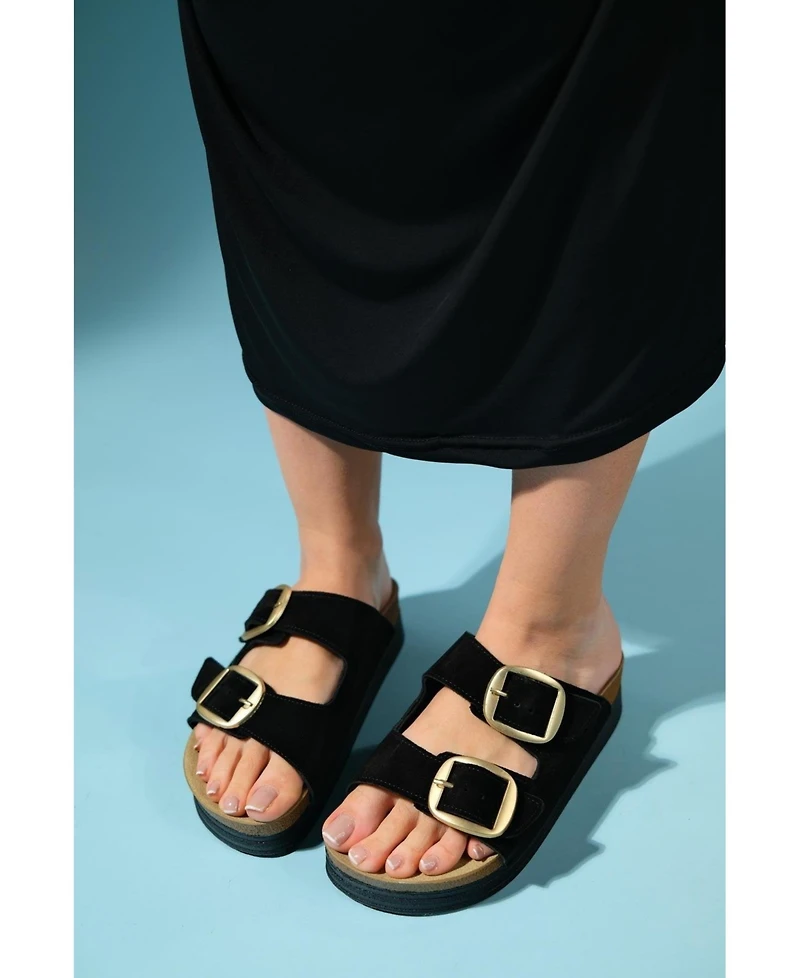 Harbor Suede Leather Two-Strap Sandal (Women)