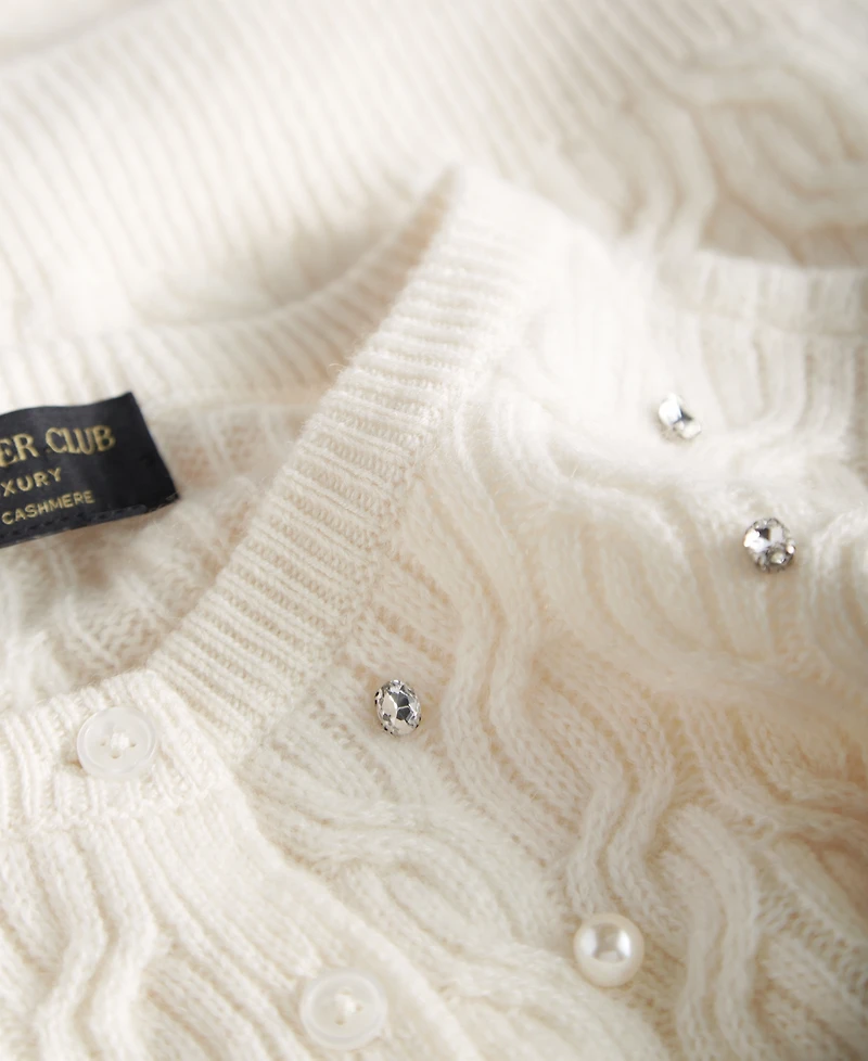 Charter Club Women's 100% Cashmere Embellished Cable-Knit Cardigan, Macy's Exclusive