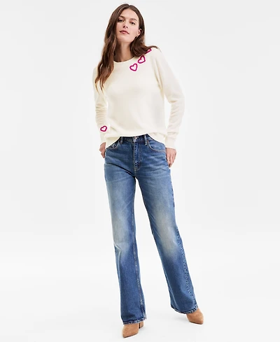 Charter Club Women's 100% Cashmere Embroidered Heart Sweater, Macy's Exclusive