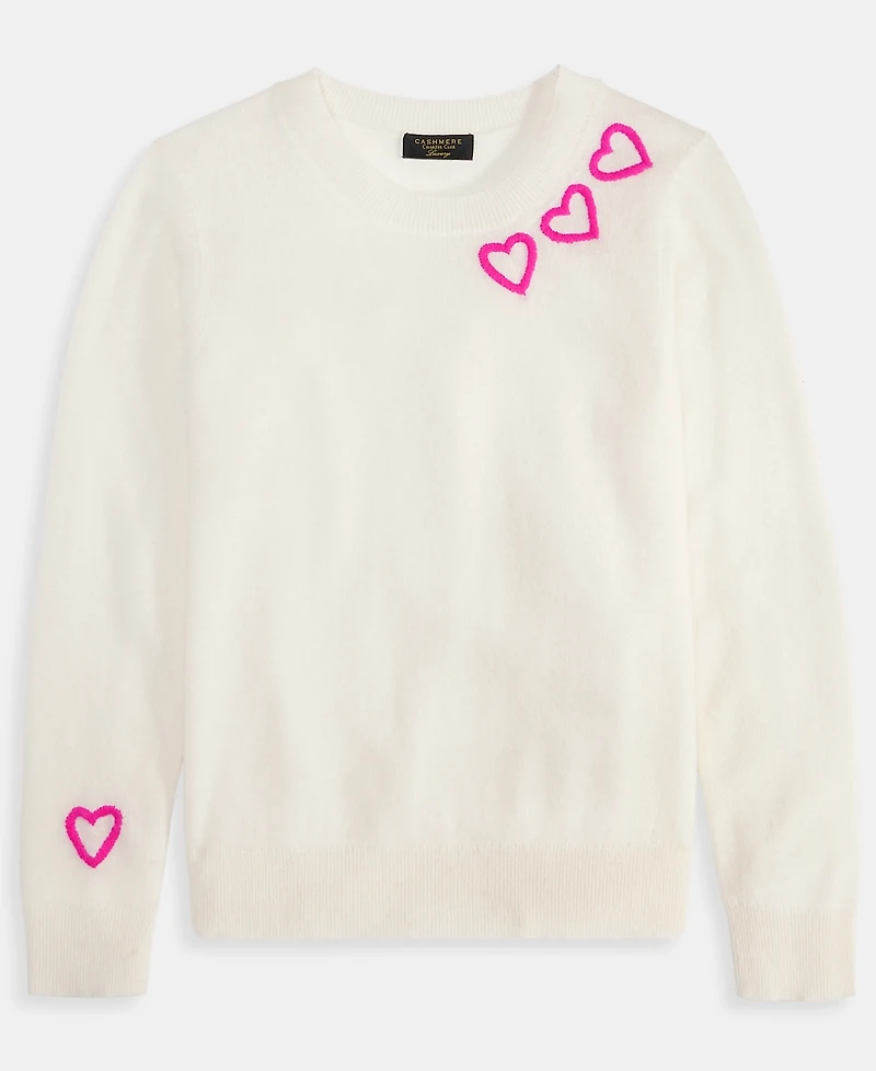 Charter Club Women's 100% Cashmere Embroidered Heart Sweater, Macy's Exclusive