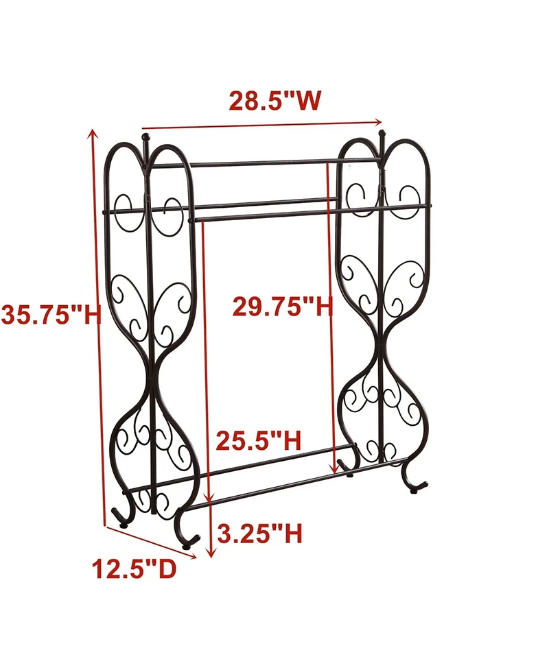 Kings Brand Furniture Freestanding Pewter Metal Towel Rack Stand with 3 Bars for Bathroom, Laundry Room, Blanket Rack